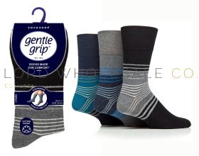 Men's Modern Flash Navy & Black Gentle Grip Socks by Sock Shop 3 Pair Pack