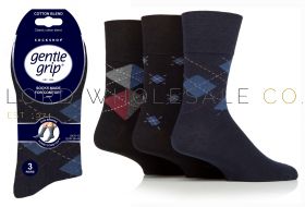 Men's Bold Argyle Gentle Grip Socks by Sock Shop 3 Pair Pack