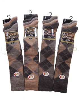 Mens Argyle Lambs Wool Blend Long Hose Socks