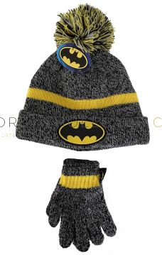 08-WRC-22-076-Boys Batman Beanie Hat & Glove Set 2 Pieces