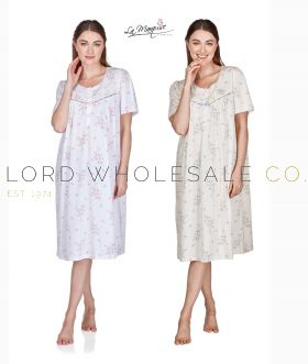Ladies Floral Breeze Short Sleeve Jersey Cotton Rich Nightdress by La Marquise 6 Pieces