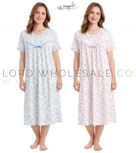 Ladies Moonlit Tulip Cotton Jersey Short Sleeve Nightdress by La Marquise 9 Pieces