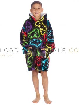 03-18C1004-Wholesale Children's Supersoft Gamer Print Oversize Hoodie by Huggable Hoodie