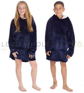 Children's Navy Supersoft Embossed Gamer Print Oversize Hoodie by Huggable Hoodie