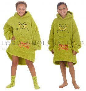 03-18C931-Wholesale Children's The Grinch Cosy Oversized Hoodie by Dr Seuss's