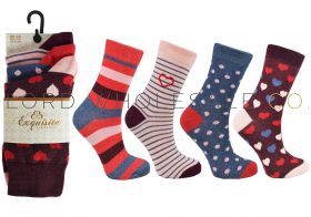 Ladies 3pk Elegance Hearts, Stripes & Spot Socks 3 Pair Pack by Exquisite