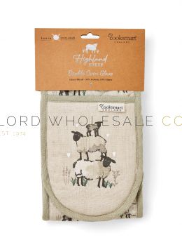 02-2596-Wholesale Highland Sheep Linen Blend Double Oven Gloves by Cooksmart
