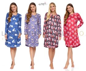 02-27272-Wholesale Ladies Cosy Wonders Long Sleeve Nightdress by La Marquise 6 Pieces