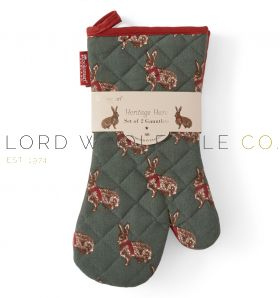 Heritage Hare Christmas 2pk Longer Length Gauntlet Oven Glove by Cooksmart