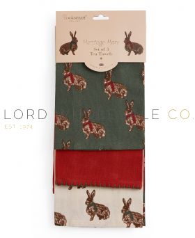 02-2797-Wholesale Heritage Hare Christmas 3pk Tea Towels by Cooksmart