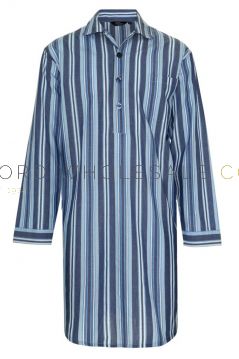 Men's Long Sleeve Polycotton Stripe Westminster Nightshirt by Champion