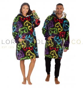 Adults Unisex Black Supersoft Gaming Print Oversize Hoodie by Huggable Hoodie 31B2189