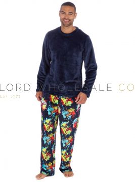 Men's Long Sleeve Polished Fleece Supersoft Gamer Pyjamas by Cargo Bay 12 Pieces