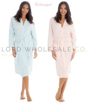 Ladies 100% Soft Jersey Cotton Pastel Spot Wrap Kimono by Cottonique 6 Pieces