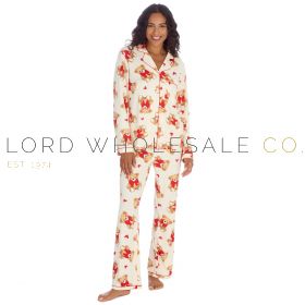 Ladies Soft Touch Teddy Bear Print Pyjama Set By Slumber Party 10 Pieces