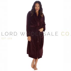 Ladies Soft Burgundy Textured Shawl Collar Robe Gown by Forever Dreaming 6 Pieces