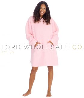 Ladies Candyfloss Pink Sherpa Fleece Oversized Borg Hoodie by Huggable Hoodie