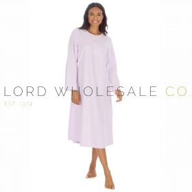 Ladies Lilac Soft Cosy 100% Polyester Microfleece Long Sleeve Nightdress by Countess Christie 9 Pieces