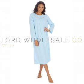Ladies Blue Soft Cosy 100% Polyester Microfleece Long Sleeve Nightdress by Countess Christie 9 Pieces