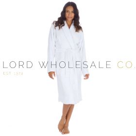 Ladies towelling bathrobes available in wholesale packs.
