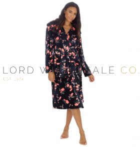 Ladies Soft Feel Floral Print Flannel Hooded Robe Gown by Forever Dreaming 10 Pieces
