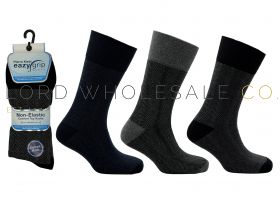 Men's 3pk Cotton Rich Herringbone Non-Elastic Comfort Top Socks by Eazy Grip Pierre Klein