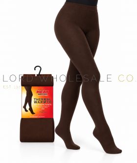 Ladies Chocolate 300 Denier Brushed Fleece Lining Thermal Tights by Heat Machine 10 Pieces