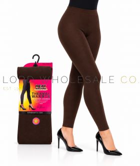 Ladies Chocolate 300 Denier Brushed Fleece Lining Thermal Leggings by Heat Machine 10 Pieces