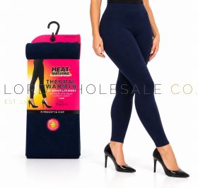 Ladies Navy 300 Denier Brushed Fleece Lining Thermal Leggings by Heat Machine 10 Pieces,