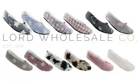 Ladies Assorted Designs Cosy Soft Slipperette With Grips by Snuggle Toes 12 Pairs