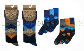 12-40B654-Mens 3pk Bamboo Comfort Fit Diamond Socks by Pandastick 4 x 3 Pair Packs