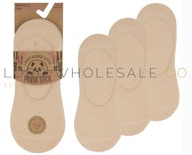 12-41B762-Ladies 3pk Nude Bamboo Invisible Socks by Pandastick 4 x 3 Pair Pack