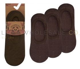 Ladies 3pk Brown Bamboo Invisible Socks by Pandastick 4 x 3 Pair Pack