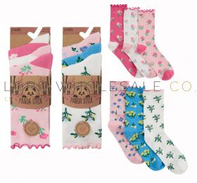 Ladies 3pk Bamboo Spring Floral Frill Socks by Pandastick 4 x 3 Pair Packs