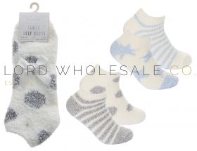 Ladies 2pk Star/Spot Cosy Trainer Socks by Forever Dreaming 6 x 2 Pair Pack,