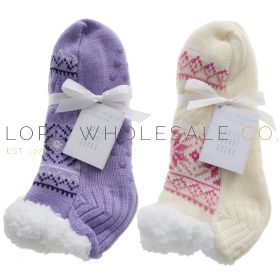 Ladies 1 Pair Pack Sherpa Lined Low Cut Lounge Sock With Grips By Forever Dreaming 6 Pairs