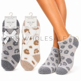 Ladies 2pk Cosy Animal Print Patterned Trainer Socks by Forever Dreaming 6 x 2 Pair Pack