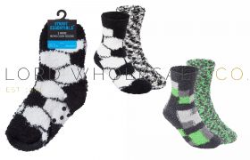 Boys 2pk Camo/Football Supersoft Popcorn & Cosy Socks With Grips by Street Essentials 8 x 2 Pair Pack