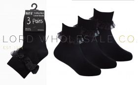 06-43B858-Wholesale Girls Cotton Rich Lace Socks by Bay 6, 4 x 3 Pair Pack
