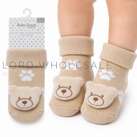 Baby Novelty Cotton Rich Teddy Bear Socks by BabyTown 6 Pairs