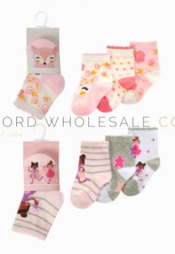 Baby Girls Cotton Rich Ballerina & Woodland Design Socks 12 x 3 Pair Packs