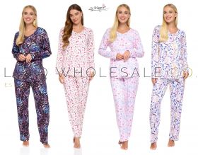 02-57221-Wholesale Ladies V-Neck Berried Treasure Long Sleeve Pyjamas by La Marquise 6 Pieces