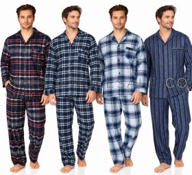 7493-3 Men's 100% Brushed Cotton Yarn Dyed Pyjamas by Haigman - Check and Stripe