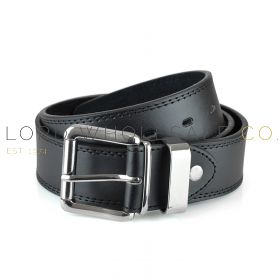 Men's Black Double Stitched Leather Lined Belt by Tom Franks 12 Pieces