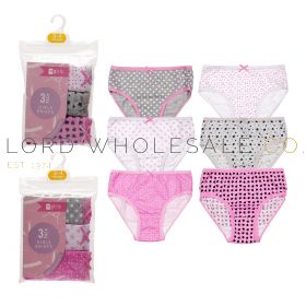 01-BR243-Wholesale Girls 3pk Stars & Heart Briefs in a PVC Polybag by Tom Franks