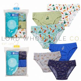 BR274 Boys 3 pack briefs in dinosaur and space designs supplied in polybag packaging