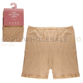 Ladies Cotton Rich Nude Anti-Chafing Shorts by Anucci 6 Pieces