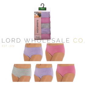 Ladies 5pk 100% Cotton Assorted Pastels Midi Briefs by Anucci 7 x 5 Pair Pack