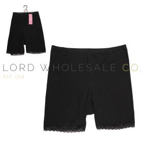 01-BR788-Wholesale Ladies 6pk Cotton Rich Black Anti-Chaffing Shorts by Anucci 6 Pieces
