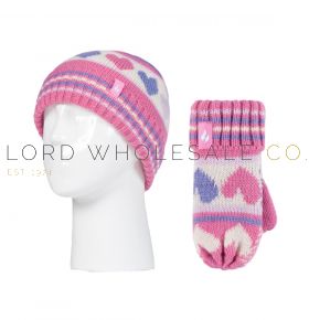 Wholesale kids thermal hat and glove sets in assorted colours and designs